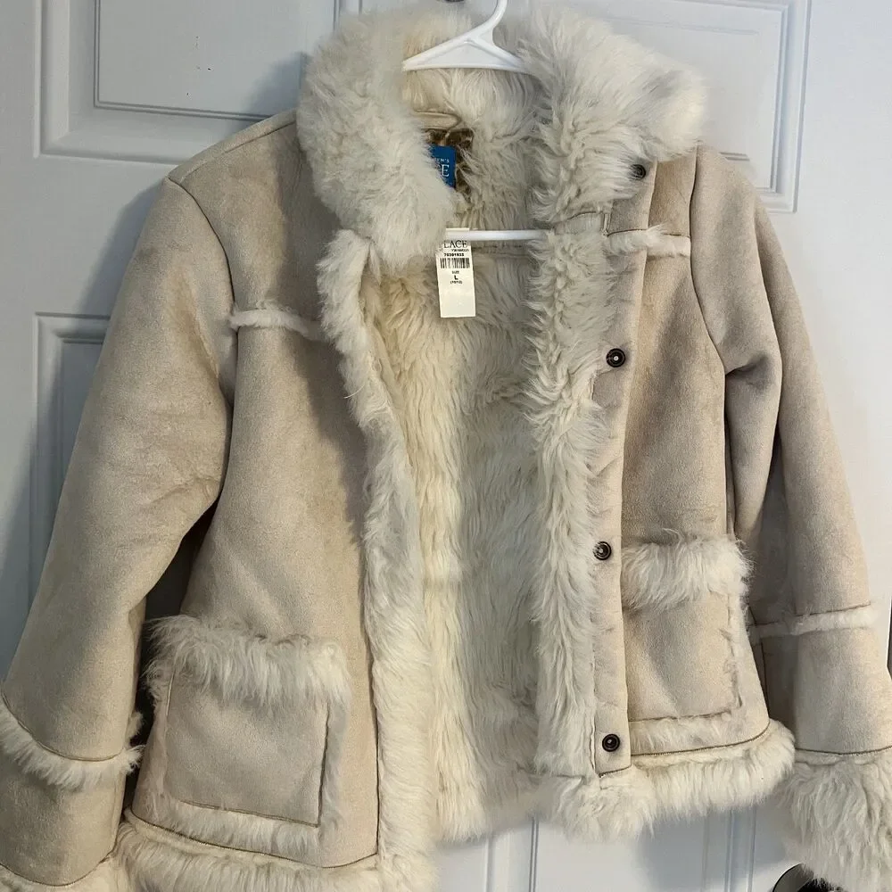The Children's Place Tan Faux Suede Coat Girls-Size L (10-12)